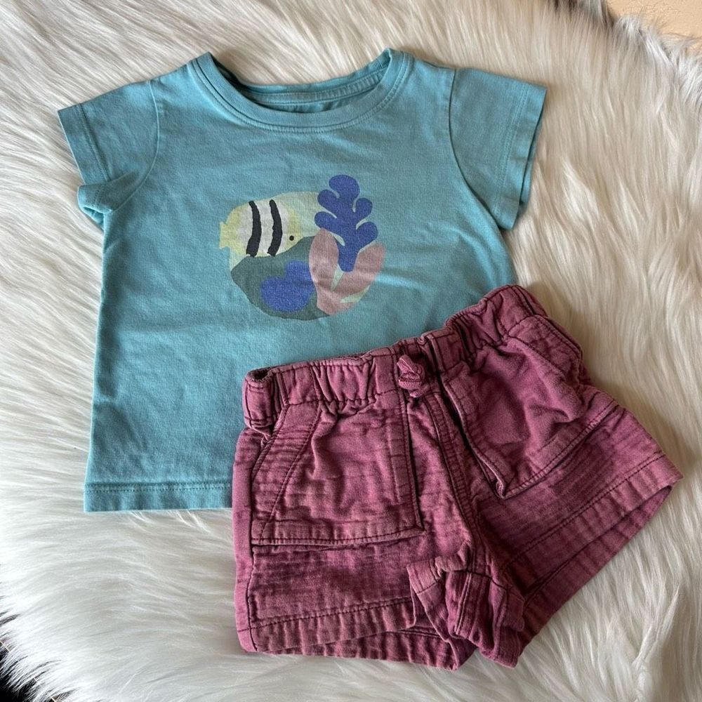 Tea Collection Girls Short Sleeve Top & Shorts Set Size 4
